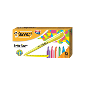 Store brite liner highlighters, chisel tip, 12 count pack of highlighters
